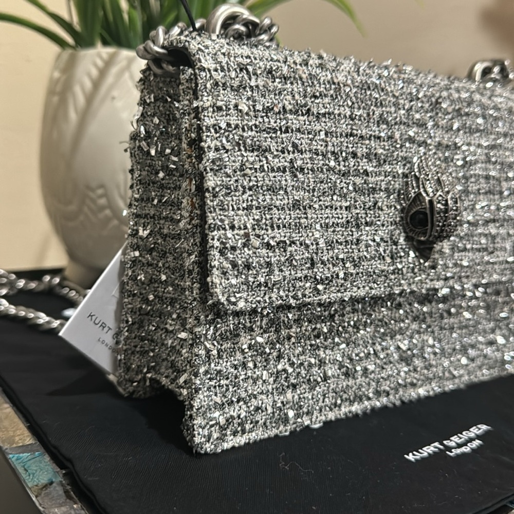 Kurt Geiger Small Shoreditch Metallic Tweed Crossbody Bag - Picture 4 of 13